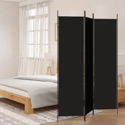 vidaXL 3-tlg. Paravent Schwarz 150x200 cm Stoff