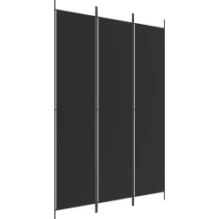vidaXL 3-tlg. Paravent Schwarz 150x220 cm Stoff