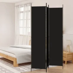 vidaXL 3-tlg. Paravent Schwarz 150x220 cm Stoff