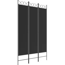 vidaXL 3-tlg. Paravent Schwarz 120x200 cm Stoff