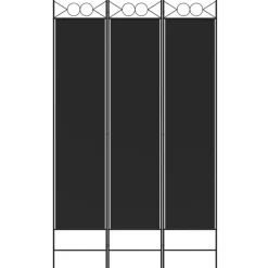 vidaXL 3-tlg. Paravent Schwarz 120x200 cm Stoff