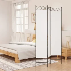vidaXL 3-tlg. Paravent Weiß 120x200 cm Stoff