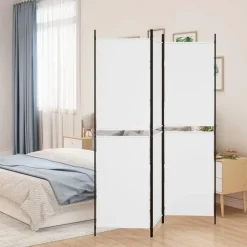 vidaXL 3-tlg. Paravent Weiß 150x180 cm Stoff