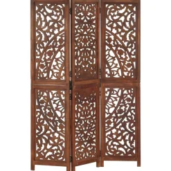 vidaXL 3-tlg. Raumteiler Handgeschnitzt Braun 120×165 cm Mangoholz