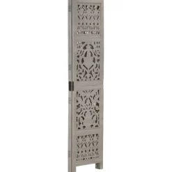 vidaXL 3tlg. Raumteiler Handgeschnitzt Grau 120×165cm Mango Massivholz