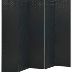 vidaXL 5-tlg. Raumteiler Schwarz 200x180 cm Stahl