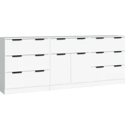 vidaXL 3-tlg. Sideboard Weiß Holzwerkstoff