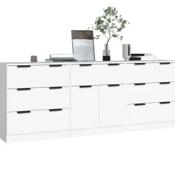 vidaXL 3-tlg. Sideboard Weiß Holzwerkstoff