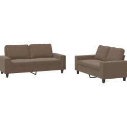 vidaXL 2-tlg. Sofagarnitur Braun Stoff