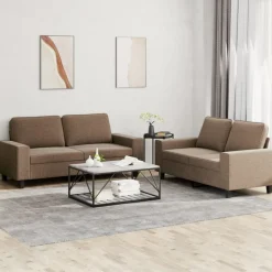 vidaXL 2-tlg. Sofagarnitur Braun Stoff