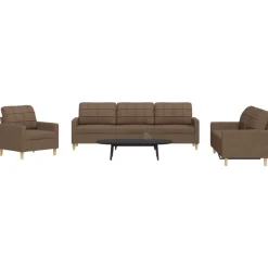 vidaXL 3-tlg. Sofagarnitur Braun Stoff