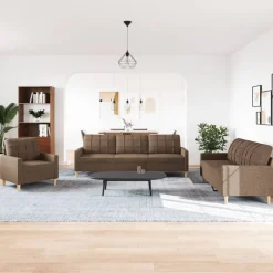 vidaXL 3-tlg. Sofagarnitur Braun Stoff