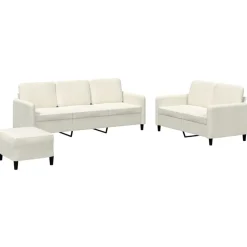 vidaXL 3-tlg. Sofagarnitur Creme Samt