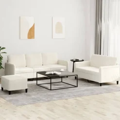 vidaXL 3-tlg. Sofagarnitur Creme Samt