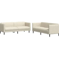 vidaXL 2-tlg. Sofagarnitur Creme Stoff