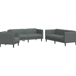 vidaXL 3-tlg. Sofagarnitur Dunkelgrau Stoff