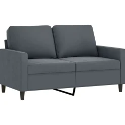 vidaXL 2-tlg. Sofagarnitur mit Kissen Dunkelgrau Samt