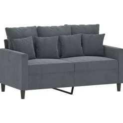 vidaXL 3-tlg. Sofagarnitur mit Kissen Dunkelgrau Samt
