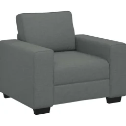 vidaXL 3-tlg. Sofagarnitur mit Kissen Dunkelgrau Stoff