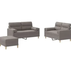 vidaXL 3-tlg. Sofagarnitur mit Kissen Taupe Stoff
