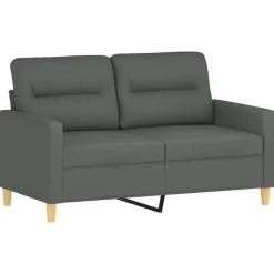vidaXL 3-tlg. Sofagarnitur mit Kissen Dunkelgrau Stoff