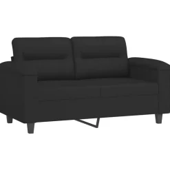 vidaXL 3-tlg. Sofagarnitur mit Kissen Schwarz Mikrofasergewebe
