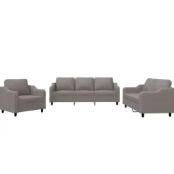 vidaXL 3-tlg. Sofagarnitur mit Kissen Taupe Stoff