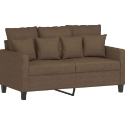 vidaXL 3-tlg. Sofagarnitur mit Kissen Braun Stoff