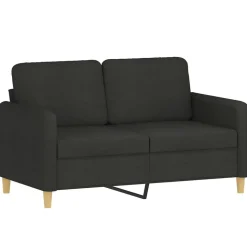 vidaXL 2-tlg. Sofagarnitur mit Kissen Schwarz Stoff