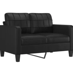 vidaXL 2-tlg. Sofagarnitur mit Kissen Schwarz Kunstleder