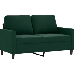 vidaXL 2-tlg. Sofagarnitur mit Kissen Dunkelgrün Samt