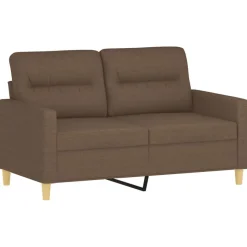 vidaXL 2-tlg. Sofagarnitur mit Kissen Braun Stoff
