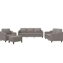 vidaXL 4-tlg. Sofagarnitur mit Kissen Taupe Stoff