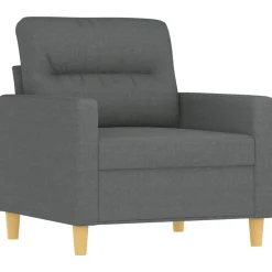 vidaXL 4-tlg. Sofagarnitur mit Kissen Dunkelgrau Stoff