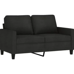 vidaXL 3-tlg. Sofagarnitur mit Kissen Schwarz Stoff