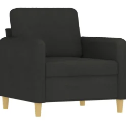 vidaXL 3-tlg. Sofagarnitur mit Kissen Schwarz Stoff