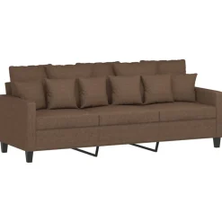 vidaXL 3-tlg. Sofagarnitur mit Kissen Braun Stoff