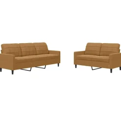 vidaXL 2-tlg. Sofagarnitur mit Kissen Braun Samt