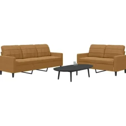 vidaXL 2-tlg. Sofagarnitur mit Kissen Braun Samt