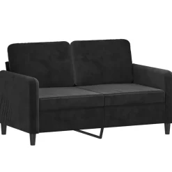 vidaXL 2-tlg. Sofagarnitur mit Kissen Schwarz Samt