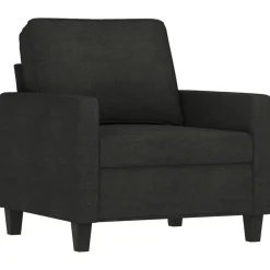 vidaXL 4-tlg. Sofagarnitur mit Kissen Schwarz Stoff