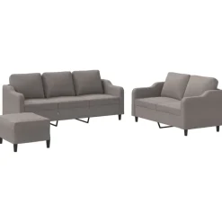vidaXL 3-tlg. Sofagarnitur mit Kissen Taupe Stoff