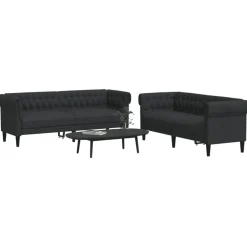 vidaXL 2-tlg. Sofagarnitur Schwarz Stoff