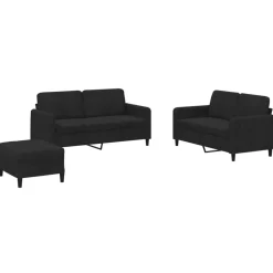 vidaXL 3-tlg. Sofagarnitur Schwarz Samt