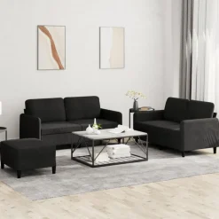 vidaXL 3-tlg. Sofagarnitur Schwarz Samt