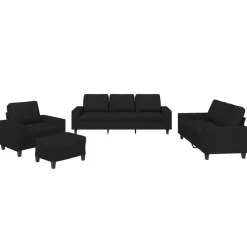 vidaXL 4-tlg. Sofagarnitur Schwarz Stoff