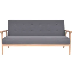 vidaXL 3-tlg. Sofagarnitur Stoff Dunkelgrau