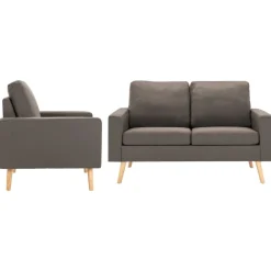 vidaXL 2-tlg. Sofagarnitur Stoff Taupe