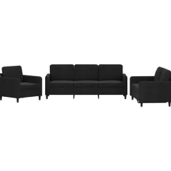 vidaXL 3-tlg. Sofagarnitur Schwarz Samt