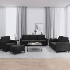 vidaXL 4-tlg. Sofagarnitur Schwarz Samt